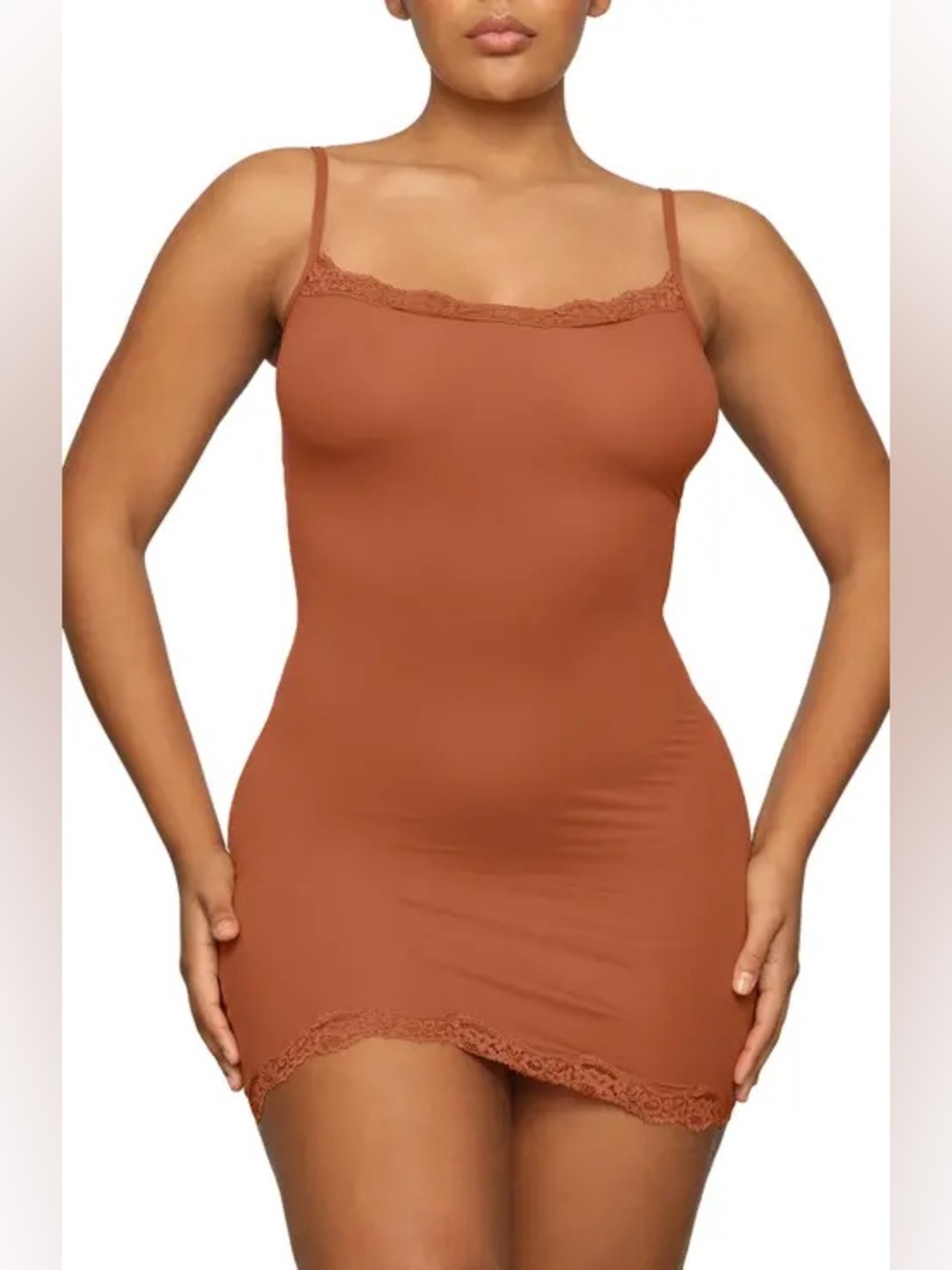 Skims Fits Everybody Lace Slip Dress Bronze Size 4X NWT